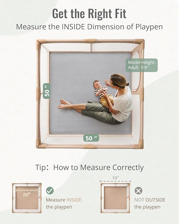 Blissful Diary Ultra Soft Baby Play Mat, 50x50 Floor Mat with Removable & Washable Slip-On Cover for Babies and Toddlers Infants, Light Grey