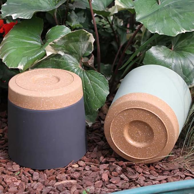 ZMTECH Plant Pots, Set of 3 8'' Self Watering Plastic Planter with Drainage Hole and Saucer, Modern Decorative Flower Pot for Indoor Outdoor House Plants, Succulents, Flowers - Green