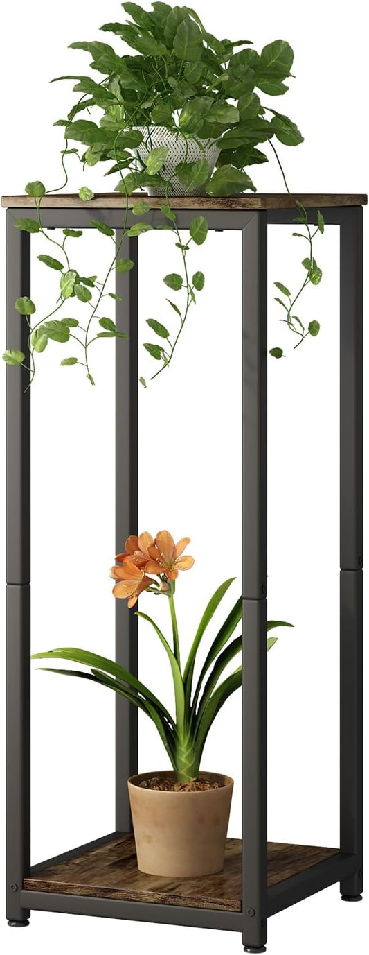 Plant Stand Indoor Corner Tall 2 Tier Metal Modern Flower Storage Plant Shelf Holder for Living Room Balcony Garden,Black (2 Tier-Black)