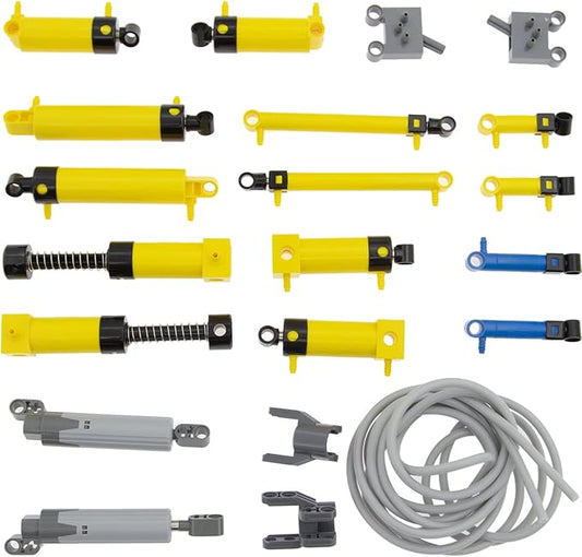 21pcs Pneumatic-Kits Compatible with Technic-Parts, Piston-Pressure-Rod, Air-Pump-Cylinder-Hose, MOC Car-Truck-Replacement-Parts