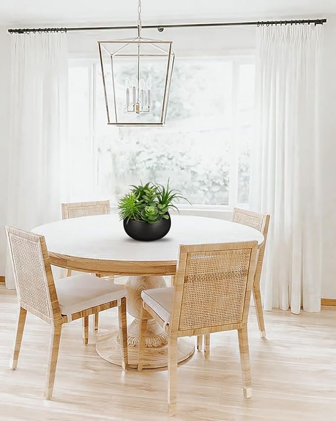 Fake Plants Artificial Succulents in Pots Faux Succulent Arrangement Potted Plant in Black Ceramic Planter Bowl for Home Decor Office Desk Bathroom Shelf Living Room Indoor Decorations