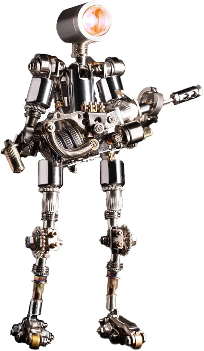 Mostarle Terminator M 3D Metal Puzzle, Arcynix DIY Mechanical Robot Model Kit, Sci-Fi Design LED Light Feature Unique Gift for Adults & Teenager (Orange)