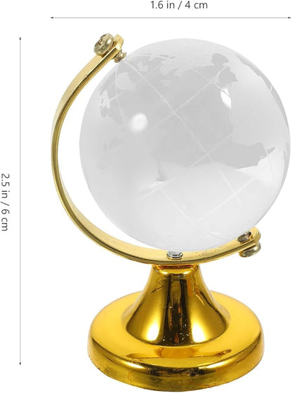 BESPORTBLE Crystal Globe Miniature Desktop World Globe with Stand World Map Handcraft Decoration Ornament for Living Room Bedroom Library Classroom Office Golden
