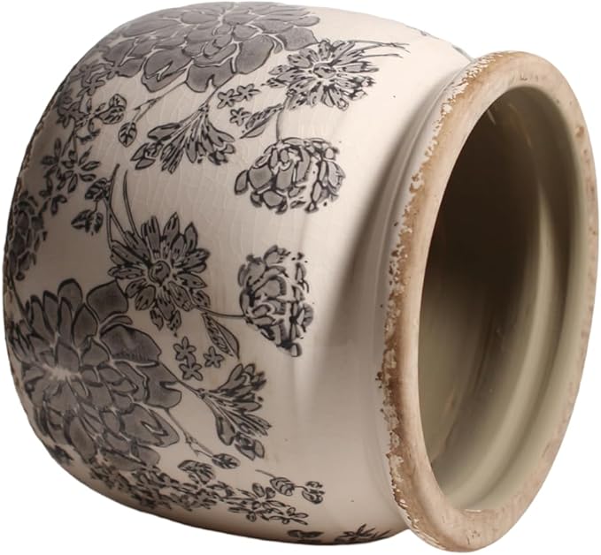 Ceramic Planters for Indoor Plants, Plant Pots with Drainage Hole, 6.29in. Flower Pots for Indoor Plants, Stylish Planters & Succulent Pots, Crackle Glaze Finish Plant Pots Indoor, Gray