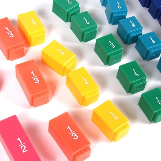 hand2mind Rainbow Fraction Tower Cubes, Montessori Math Materials, Fraction Manipulatives, Unit Fraction, Fraction Cubes, Math Manipulatives for Elementary School, Homeschool Supplies (15 Sets)