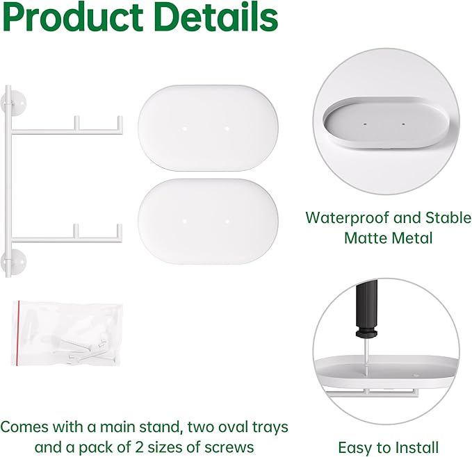 Rotating Window Plant Shelves for Multiple Plants Indoors,2-tier Metal Corner White Plant Stand Holder Floating Plant Shelf for Wall，Windows Sill Gifts for Plant Lovers to Enhance Home Decor