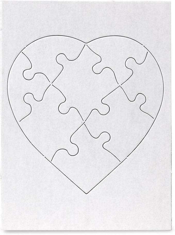 Hygloss 6 Blank Heart Puzzles – 6 x 8 Inches – Ideal for Valentine’s Day Crafts – Write, Draw, and Decorate – 8 Pieces Each