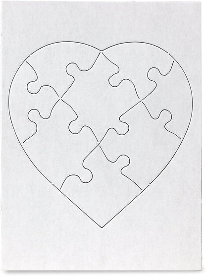 Hygloss 100 Blank Heart Puzzles – 6 x 8 Inches – Ideal for Valentine’s Day Crafts – Write, Draw, and Decorate – 8 Pieces Each