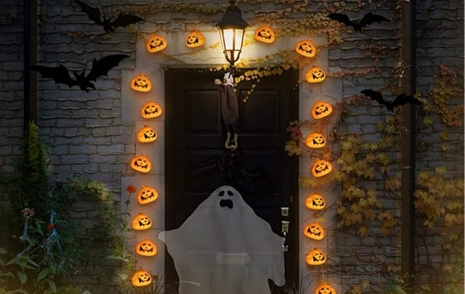 Large Halloween Solar String Lights Outdoor, Pumpkin Lights String with 8 Modes Indoor Outdoor Halloween Decorations Decor with 21.32ft 30 Pumpkin Lights for Halloween Party Yard Patio Bedroom