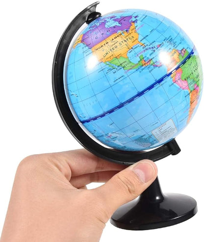 Rotating World Globe 4 Inch Spinning Earth Globe with Stand for Kids Learning Geography Classroom Education or Office Home Decorations