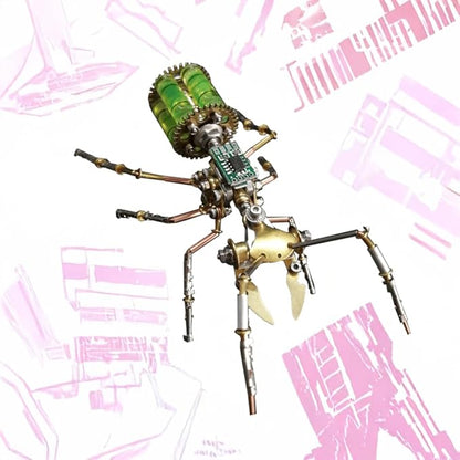 3D Steampunk Mechanical Insect Puzzle Kit - DIY Metal Assembly Model for Adults, Unique Retro Brass Sculpture Craft for Home Office Decoration (Gatling Ant)