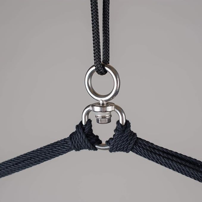 LA SIESTA® - Large Comfort Habana Cotton Hammock Chair & CasaMount - Hanging Chair w/Suspension Kit for Walls Ceilings & Square Beams - Indoor Outdoor Swing Hanging Chair Bedroom Balcony - Onyx