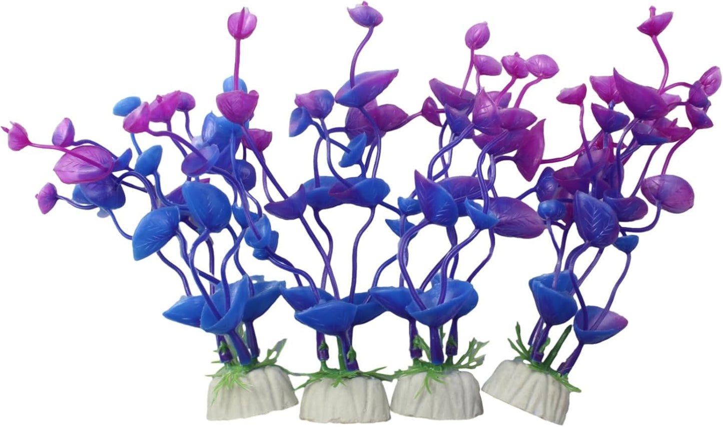 4 Pcs Green Artificial Plastic Plants Fish Tank Plants Fish Aquarium Decoration (Purple)