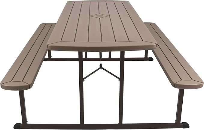 OEF Furnishings Heavy Duty Blow Molded Folding Picnic Table - Brown, Brown Frame
