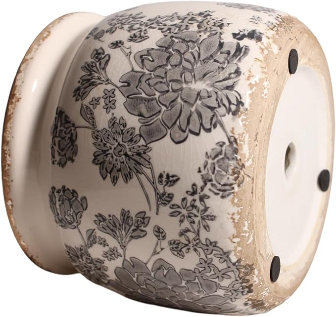 Ceramic Planters for Indoor Plants, Plant Pots with Drainage Hole, 6.29in. Flower Pots for Indoor Plants, Stylish Planters & Succulent Pots, Crackle Glaze Finish Plant Pots Indoor, Gray