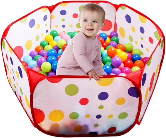 EocuSun Kids Ball Pit Large Pop Up Toddler Ball Pits Tent for Toddlers Girls Boys for Indoor Outdoor Baby Playpen w/Zipper Storage Bag, Balls Not Included (ARed)