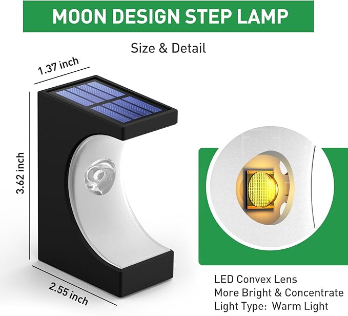 ZOOI Solar Step Lights for Outside, Step Lights Outdoor Waterproof, Outdoor Solar Stair Light for Yard, Garden Decor for Outside, Solar Garden Lights for Step, Stair, Patio, Porch, Deck Decor, 10PCS