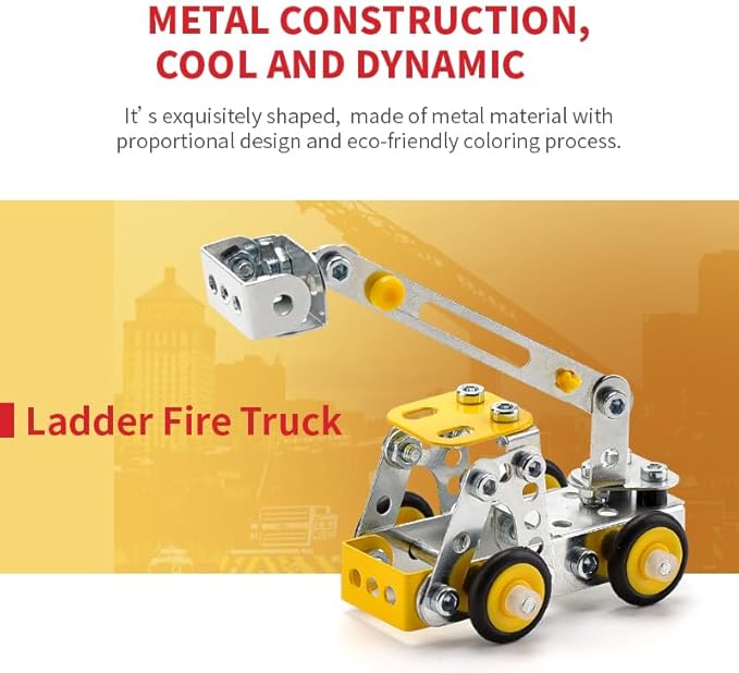 Erector Set for Boys Age 8-12,4 Mini Metal Model Set for Kids,Engineering Metal Building Kit,Learning Construction Truck Building Toys for Boys Age 8-12 DIY STEM Educational Gifts (330pcs)