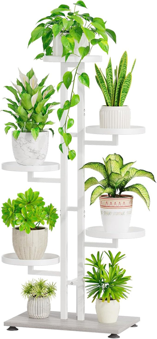 iDavosic.ly 6 Tier Plant Stand Indoor Outdoor, Tiered Corner Multiple Flower Pot Holder Shelf, Metal 40 Inch Tall Display Rack for Patio Porch Living Room Garden Balcony Bedroom, White