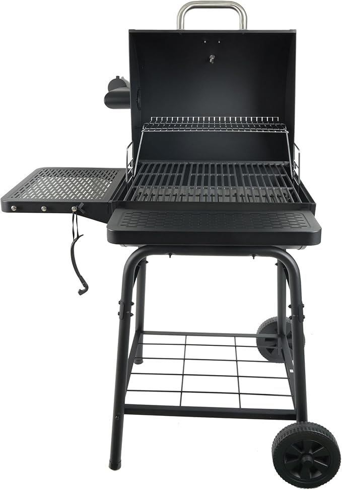 Grill Boss 23 Inch Charcoal Barrel Grill with Adjustable Grate, Large Cooking Area, Black