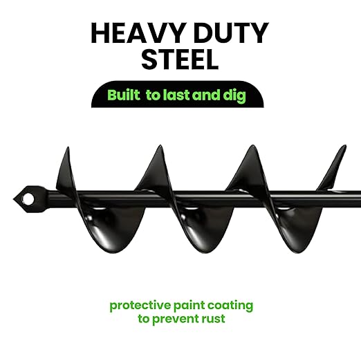 K-Brands Auger Drill Bit for Planting – 1.8 x 14.6 Inch - Garden Spiral Hole and Bulb Planter Tool for Umbrella Holes - 3/8 Inch Hex Drive