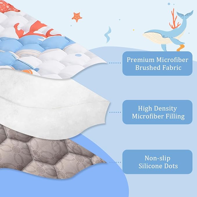 Baby Play Mat 50x50 Inch, Thickened Soft Floor Mat for Playpen, Machine Washable Foam Crawling Mat with Non-Slip Bottom for Babies and Toddlers, Foldable Padded Playmat