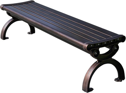 Outdoor Bench Chair Cast Aluminum Garden Bench Patio Bench All-Weather Park Bench for Backyard Porch Lawn (150cm Armless Park Bench)
