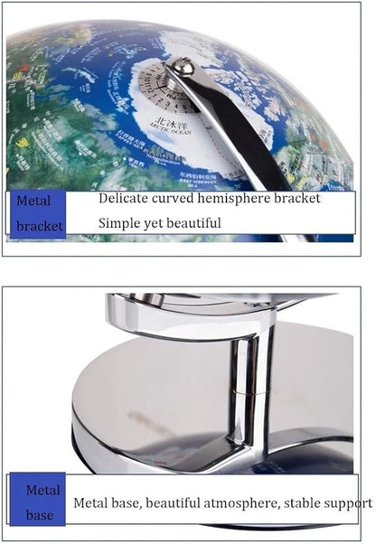 Decorative Globe with LED Light, 9.84"/11.81" HD Geographic Globe, Chinese & English Relief Map for Students & Teaching, Rotating Stand