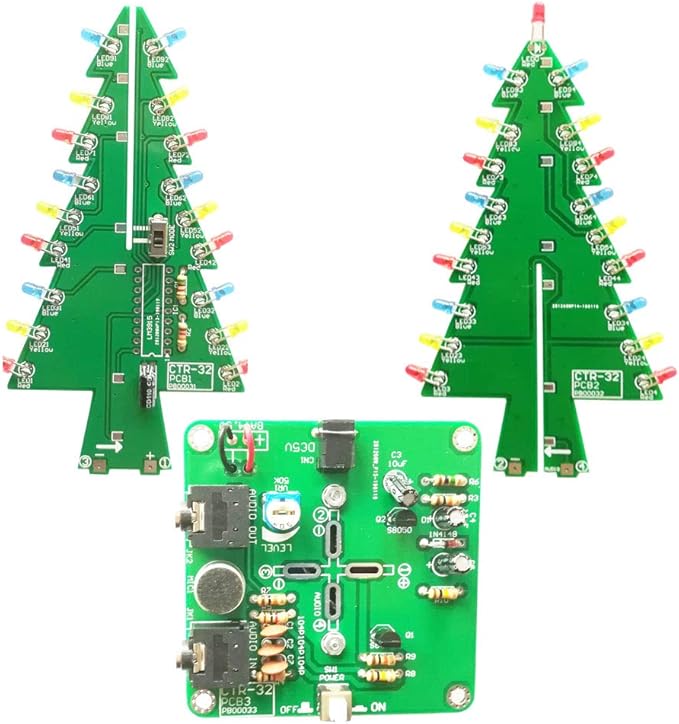 Gikfun Audio Controlled 3D LED Flashing Christmas Tree DIY Kits Soldering Practice EK1685