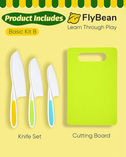 Kids Knife Set for Real Cooking, Toddler Safe Kitchen Tools, Montessori Cooking Set for Toddlers, Kids Cutting Board and Knife Set, Montessori Birthday for Kid