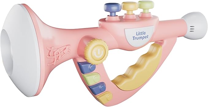Contixo KT2 Musical Trumpet Toy for Kids, Pink Baby Educational Music Toys with Light Effects, Adjustable Volume, Multiple Rhythms, Easy Play Modes, Realistic Whistle Sounds for Toddler Boys Girls