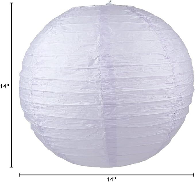 WYZworks - Round Paper Lanterns 10 Pack (Light Lavender, 14") - Hanging Paper Lanterns Lamp for Wedding, Birthday, Party and Home Decorations with 8", 10", 12", 14", 16" Option