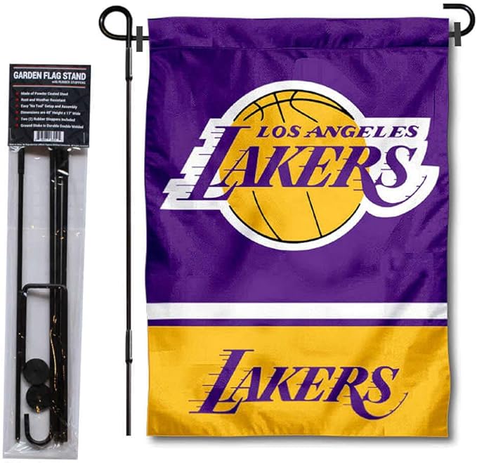 WinCraft Los Angeles Lakers Garden Flag and Pole Stand Holder