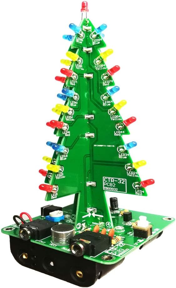 Gikfun Audio Controlled 3D LED Flashing Christmas Tree DIY Kits Soldering Practice EK1685