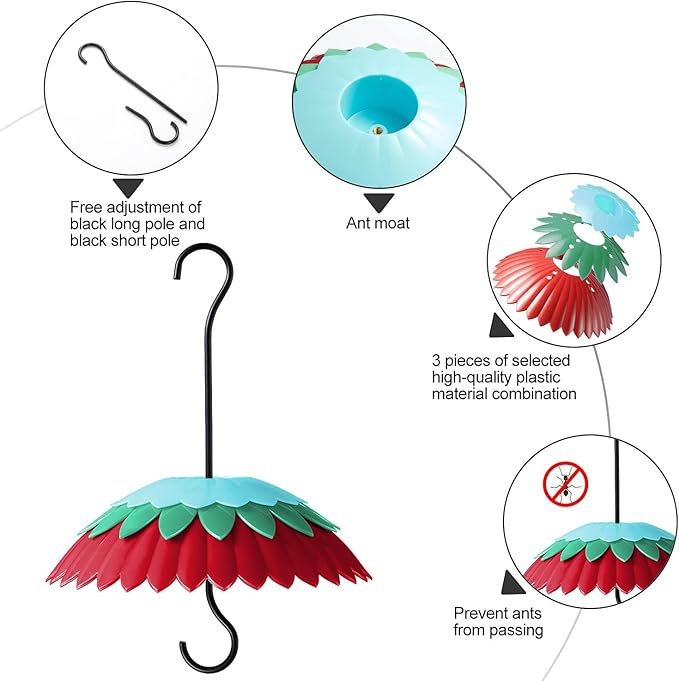 Suet Feeder Double with Weather Guard & Ant Moat, Skaithee Bird Feeders for Outdoors Hanging with 2 Holders Keep Cakes Clean & Fresh Attracts Wild Birds Great for Woodpecker & Clinging Birds, Red