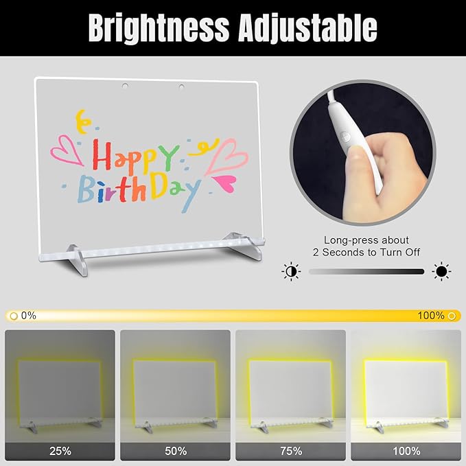 LED Note Board with Highlighters 2 Sets,Doodle Glow Drawing Board,13.7"X10" 6 Modes & 8 Colors, Led Drawing Board for Kids,Gift for Kids Ages 3+,Led Writing Board for Home/Office/Decor