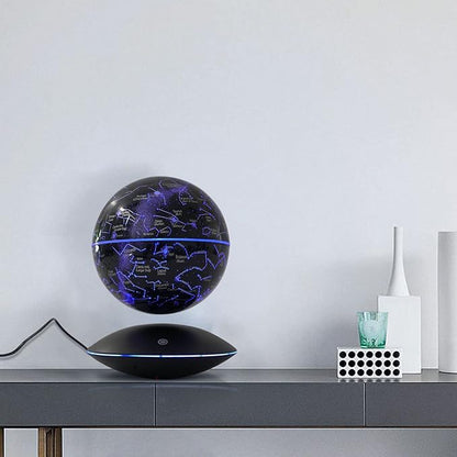 6" Magnetic Levitating Globe, 360°Rotating Geographic Globes Levitating Globes with LED Light Floating Magnetic Levitation Floating Globe for Desk Home Office Classroom Decor(Black/Single Color Light)