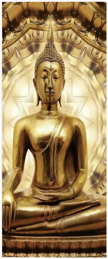 3D Door Stickers - Buddha Statue - Peel & Stick - Waterproof & Washable - Matt Finish - 35.4" x 78.7"