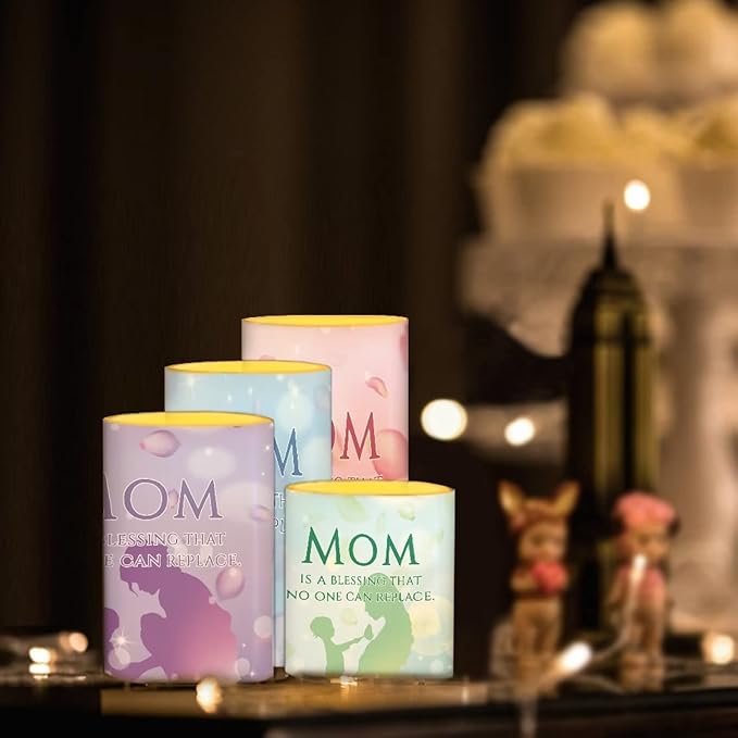 Mother's Day Colorful Flameless Candles Battery Powered with Multicolor Timer Remote Control Everlasting Fake Candles for Party Garden Indoor Outdoor Mother's Day Party Decor for Mom