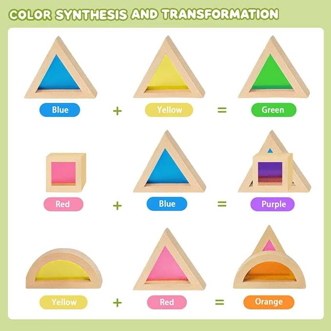 Wooden Rainbow Building Blocks for Kids 48 Pcs Wooden Blocks for Toddlers Rainbow Stacker Stacking Blocks Preschool Educational Toys -Geometry Blocks for Boys Girls