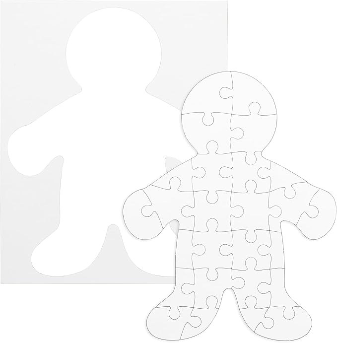 Hygloss 12 Blank Person-Shaped Puzzles – 8.5 x 10.5 Inches – Ideal for All-About-Me Activities – Write, Draw, and Decorate – 26 Pieces Each
