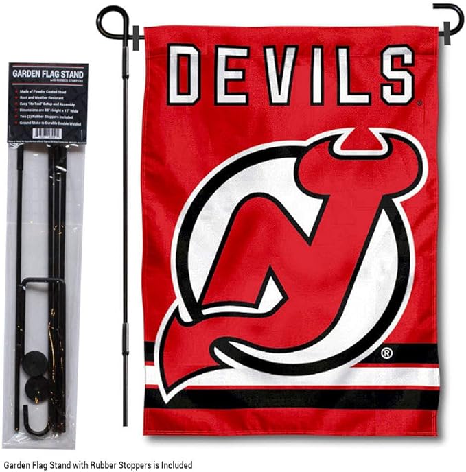 WinCraft New Jersey Devils Garden Flag with Pole Stand Holder
