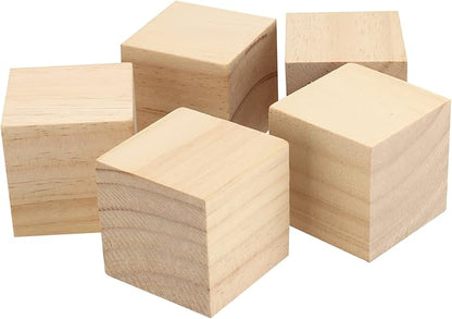 60 PCS 2 x 2 x 2 Inch Unfinished Wood Blocks, Natural Solid Square Wood Blocks Wooden Cubes for Craft Carving Painting Decoration