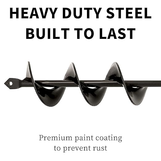 TCBWFY Auger Drill Bit for Planting,1.6"x12"Solid Shaft Garden Auger Drill Bit with Extensive Spirals,Spiral Hole Drill Bit for Planting Bulbs,Flowers,Post Holes,Earth Auger for 3/8" Hex Drive Drill