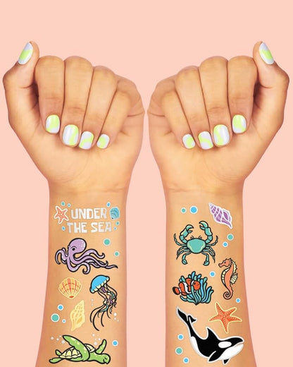 xo, Fetti Underwater Sea Creature Temporary Tattoos - 64 Styles | Ocean Animal Birthday Party Supplies, Aquarium Activity, Fish Tats, Kids Bday Decor