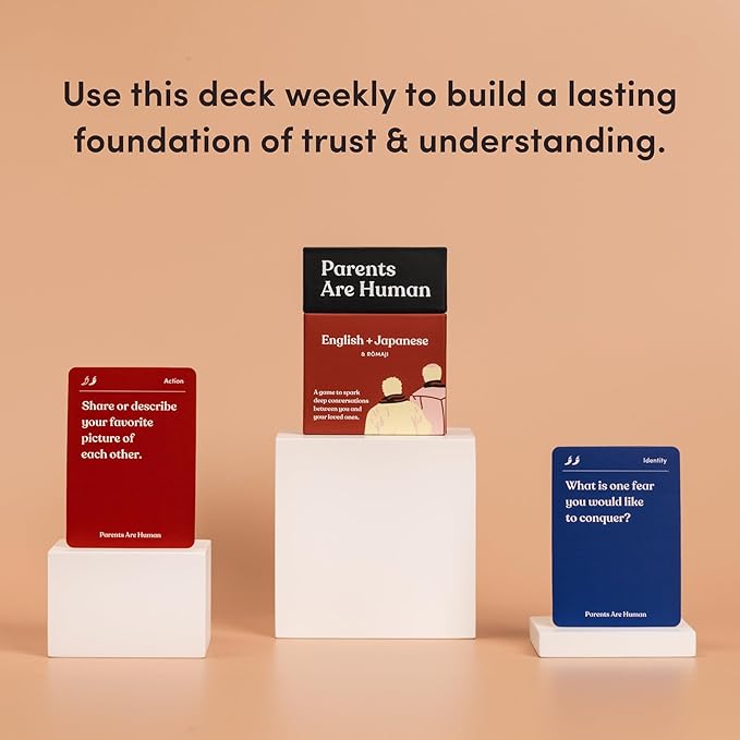 Parents Are Human, Relationship Cards, Get to Know Each Other Better, Parents, Families, Teens & Kids Relationship Building, Light & Deep Questions, 70 Questions & Activity Cards, English + Japanese