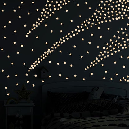 AM AMAONM 100 Pcs Pink Glow in The Dark Luminous Stars Fluorescent Noctilucent Plastic Wall Stickers Murals Decals for Home Art Decor Ceiling Wall Decorate Kids Babys Bedroom Room Decorations
