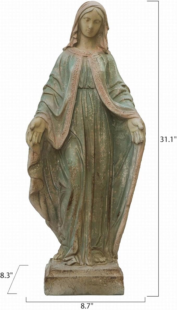 Virgin Mary Garden Statue Outdoor H31” Blessed Catholic Saint Mother of God Large Holy Madonna Resin Religious Sculpture Yard Outside Lawn Tall Praying St Mama Marian Big Painted Lady Magdalene