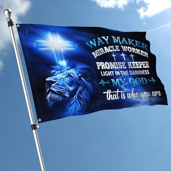 American Flag-Jesus Christ Grommet Flag Way Maker Miracle Worker DDH1349GF, 3x5 ft., No Flag Pole Rings-USA Heavy Duty Flags Canvas Cotton-Durable Indoor Outdoor Flag