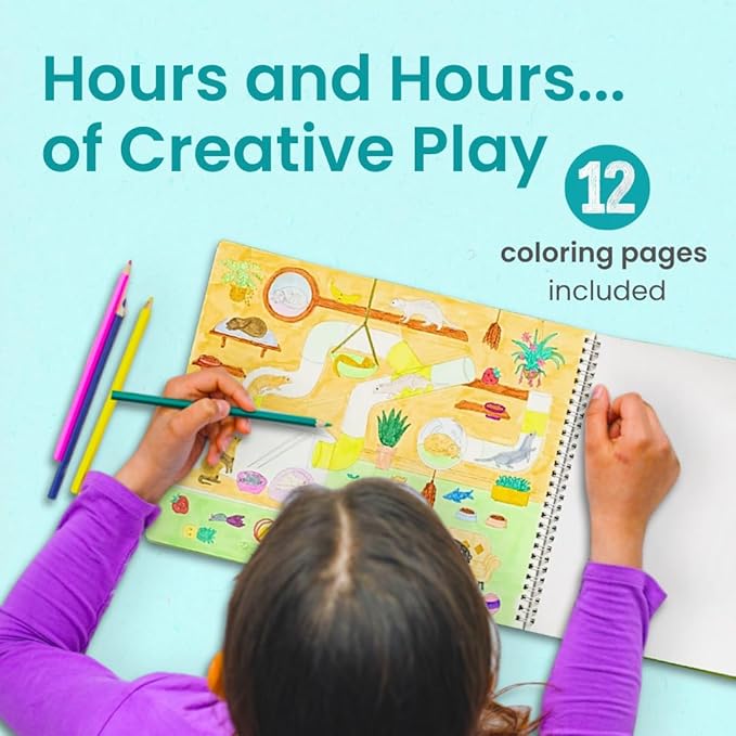 Cupkin Pet Animal Sticker Book Activity for Kids, Toddler Airplane Travel Essentials, 500+ Cat Stickers for Kids + 12 Scenes + 12 Coloring Book Pages, Animal Lover Children's Gift, Crafts Ages 2-8